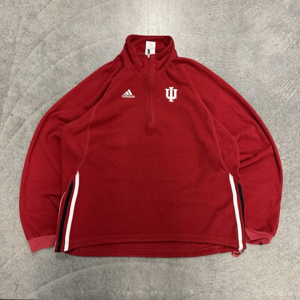 Adidas Indiana Hoosiers IU 1/4 Zip Fleece Pullover Red Mens Medium